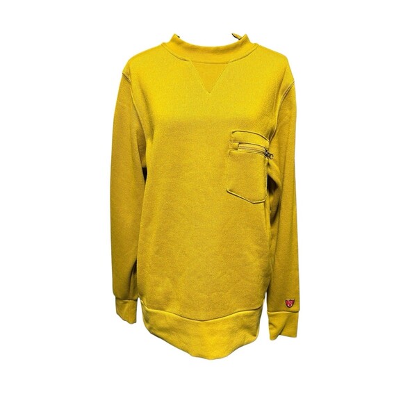 Arthur Beale Pullover Crewneck Sweatshirt Size Small Mustard Yellow Zip Pocket - Picture 1 of 9